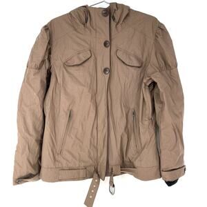 Columbia Titanium Ski Jacket Brown Gingham Hooded Snow Coat Women's Large